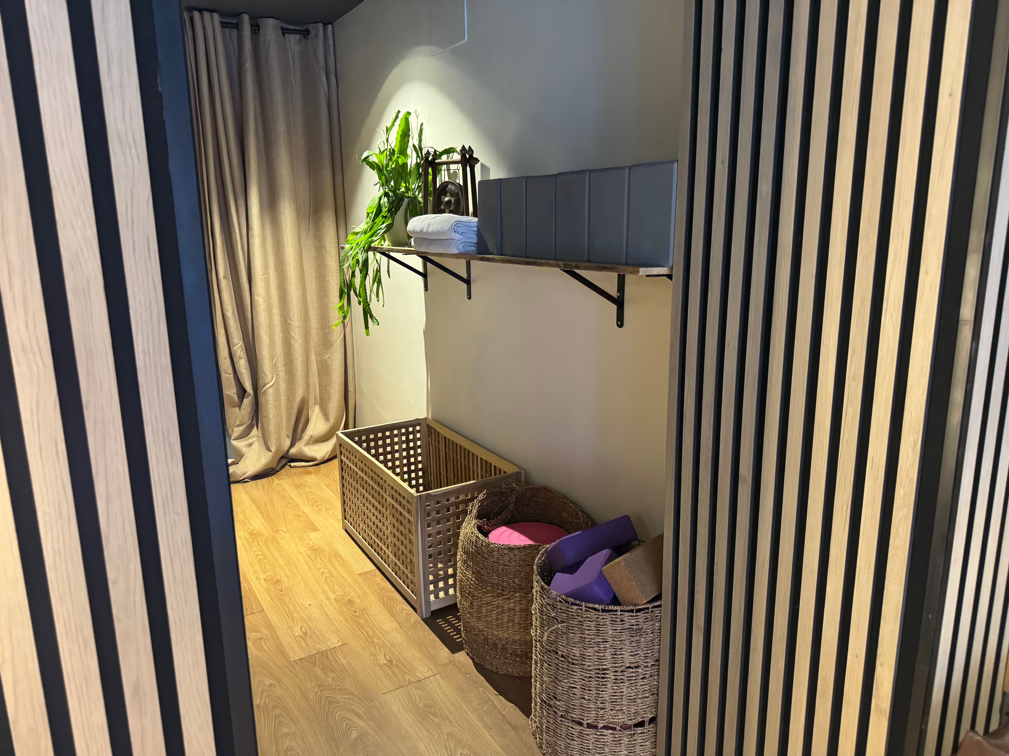 Yoga mats, towels, and accessories available